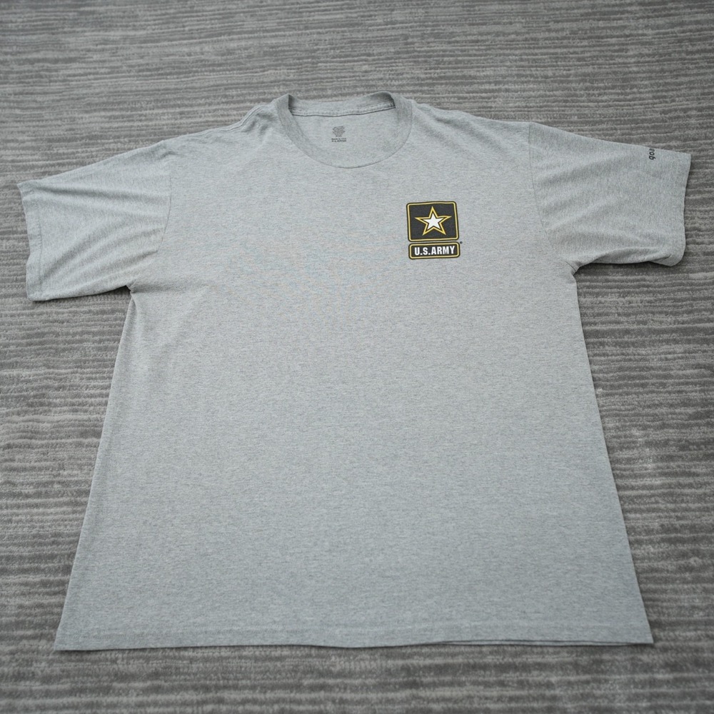 US Army T Shirt Light Gray Neck Graphic Short Sleeve Top USA Made Tee Size XL